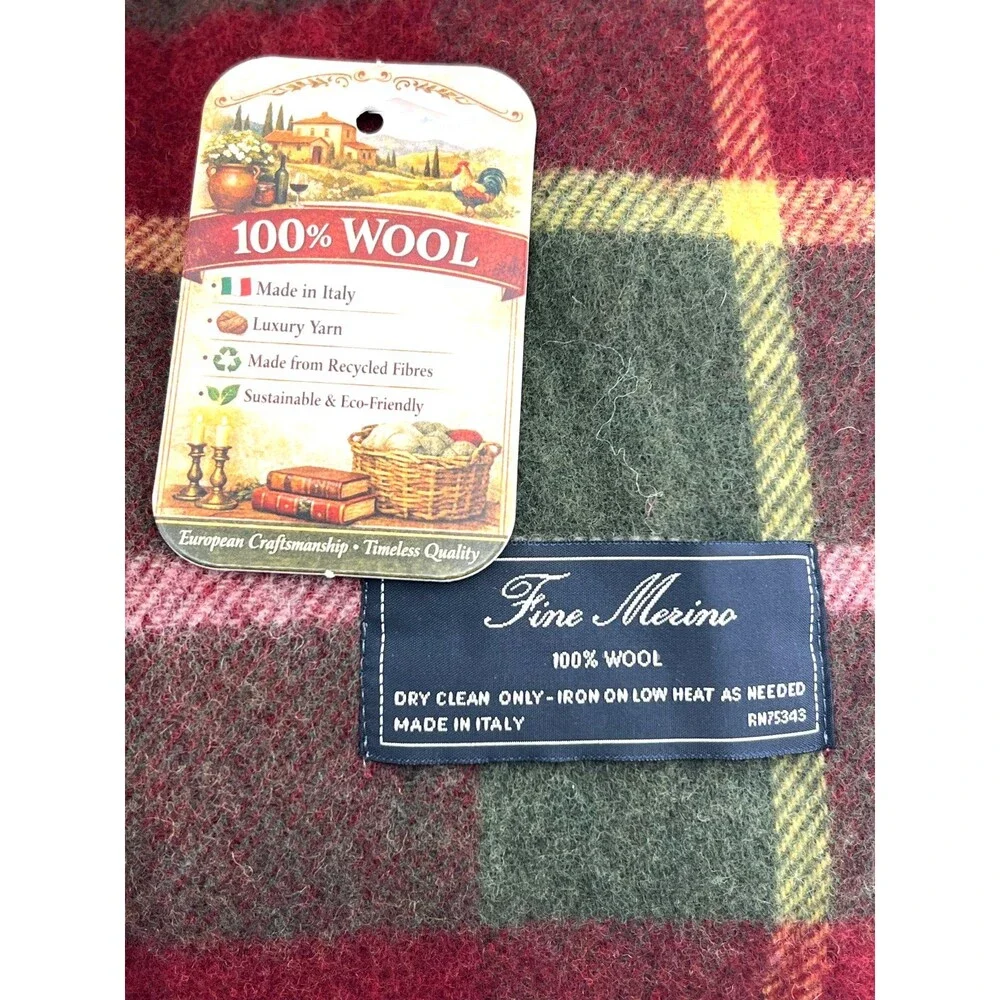 NWT Linea Emmeti 100% Fine Merino Wool Throw Blanket 51